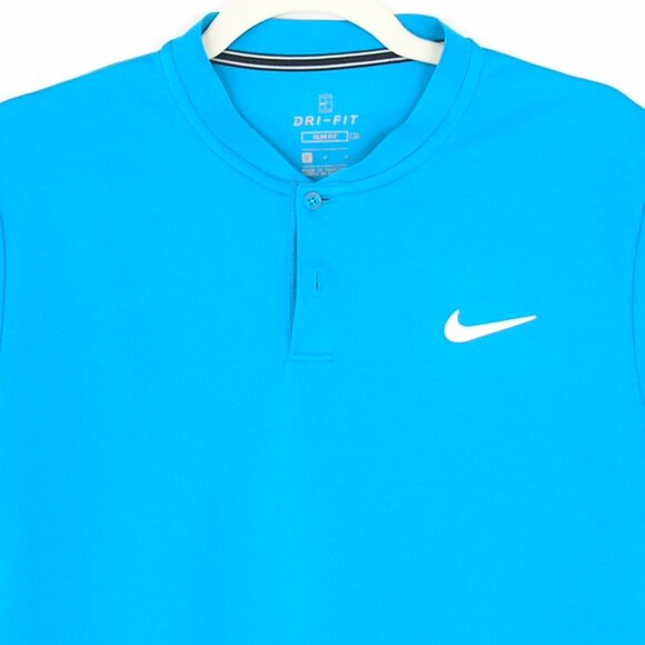 NikeCourt Blade Collar Dri Fit Performance Polo Tennis Shirt Blue Large - Picture 3 of 3